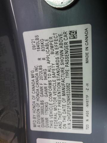2022 HONDA CIVIC SPOR - 2HGFE2F52NH533062