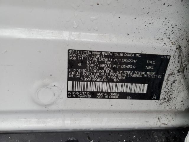 2019 TOYOTA RAV4 XLE - 2T3RWRFV6KW028364
