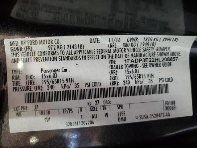 2017 FORD FOCUS S - 1FADP3E22HL208857