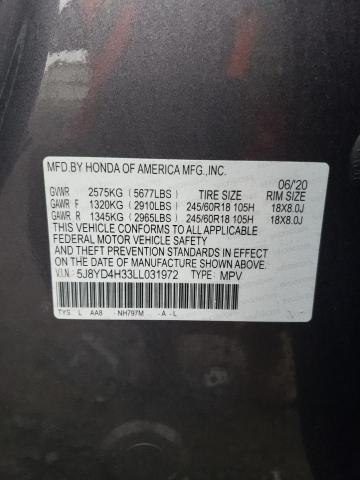 2020 ACURA MDX 5J8YD4H33LL031972
