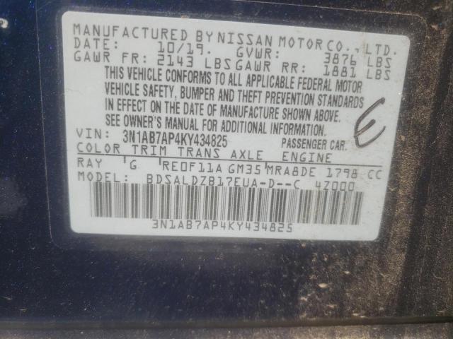 2019 NISSAN SENTRA S - 3N1AB7AP4KY434825