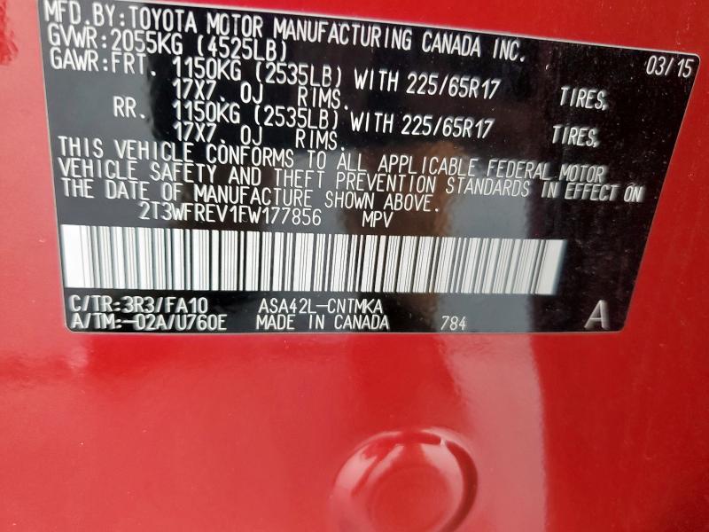 2015 TOYOTA RAV4 XLE - 2T3WFREV1FW177856