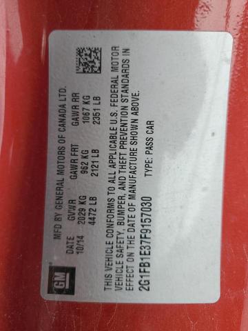 2015 CHEVROLET CAMARO LS - 2G1FB1E37F9157030