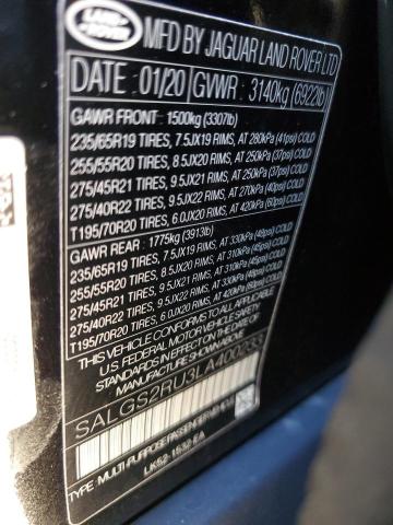 2020 LAND ROVER RANGE ROVE - SALGS2RU3LA400233