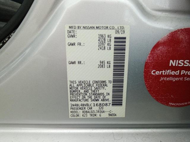 2020 NISSAN ALTIMA S 1N4BL4BV8LC168087