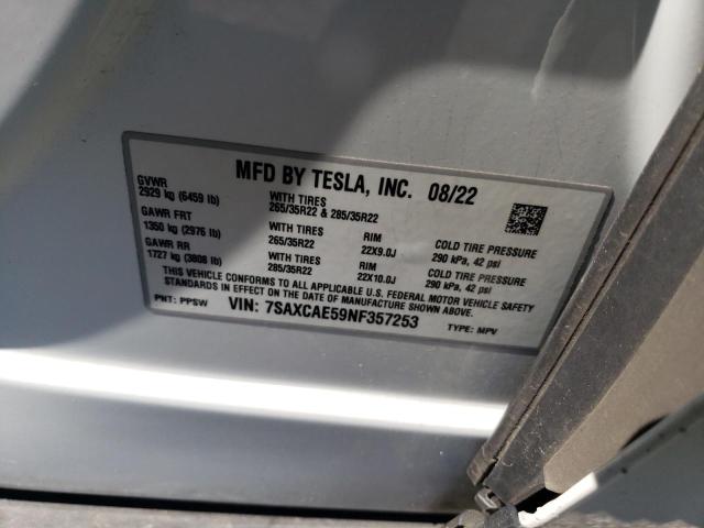 2022 TESLA MODEL X - 7SAXCAE59NF357253