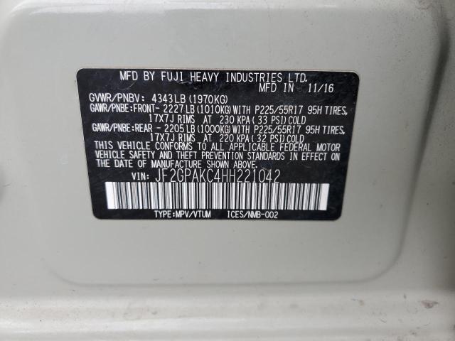 2017 SUBARU CROSSTREK - JF2GPAKC4HH221042