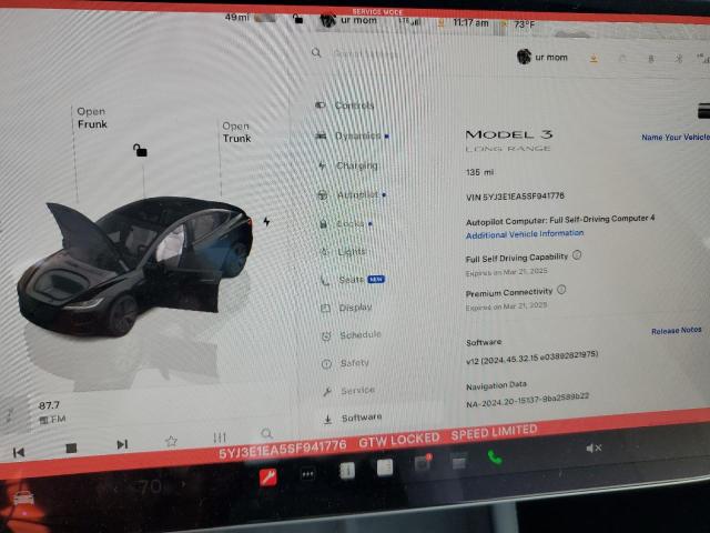 2025 TESLA MODEL 3 - 5YJ3E1EA5SF941776