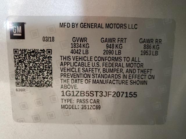 2018 CHEVROLET MALIBU LS - 1G1ZB5ST3JF207155