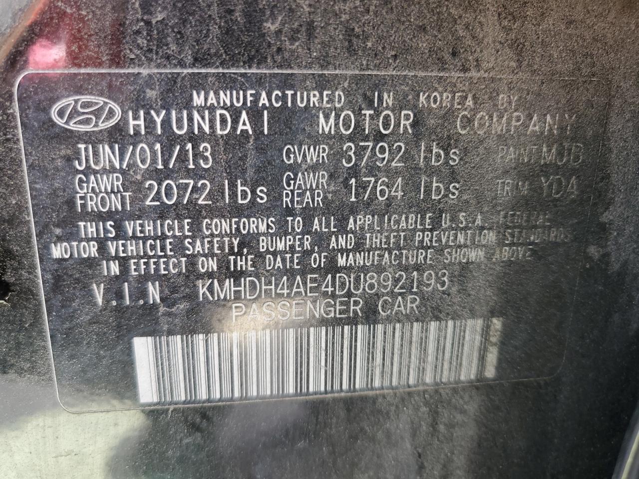 Hyundai Elantra gl 2013