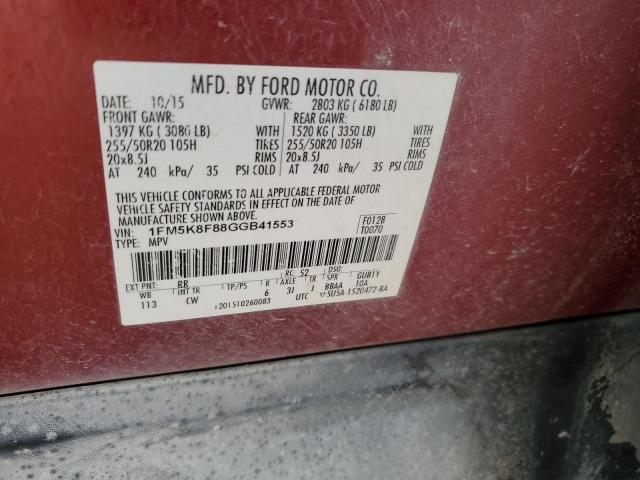 2016 FORD EXPLORER L 1FM5K8F88GGB41553