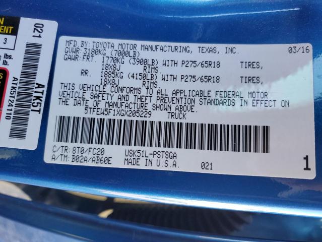 2016 TOYOTA TUNDRA CRE - 5TFEW5F1XGX205229