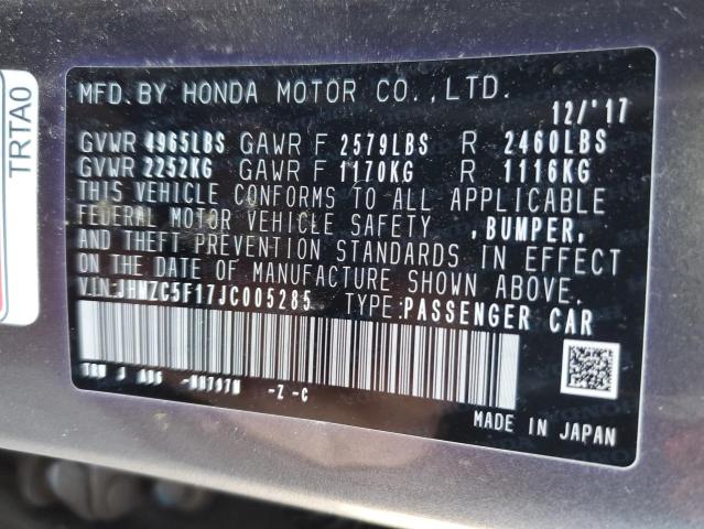 2018 HONDA CLARITY JHMZC5F17JC005285