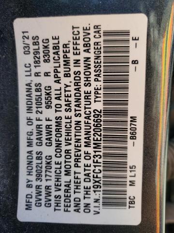 2021 HONDA CIVIC EX - 19XFC1F31ME206692