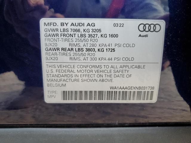 2022 AUDI E-TRON PRE - WA1AAAGEXNB031738