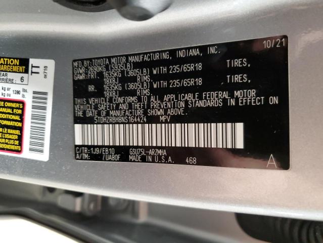 2022 TOYOTA HIGHLANDER - 5TDHZRBH8NS164424