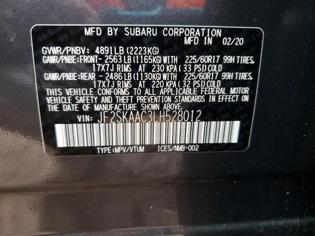 2020 SUBARU FORESTER JF2SKAAC3LH528012