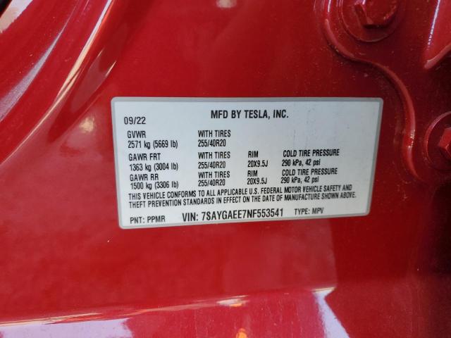 2022 TESLA MODEL Y - 7SAYGAEE7NF553541