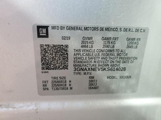 2019 CHEVROLET EQUINOX PR - 3GNAXNEV5KS614028