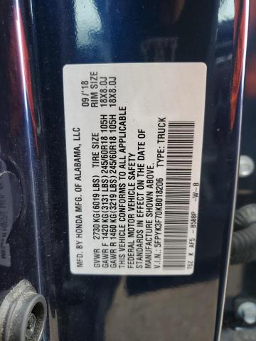 2019 HONDA RIDGELINE - 5FPYK3F70KB018206