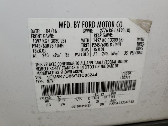 2016 FORD EXPLORER X - 1FM5K7D86GGC85244