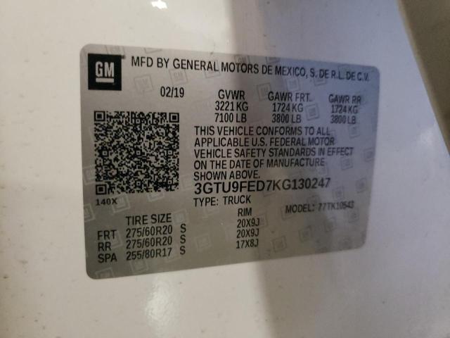 2019 GMC SIERRA K15 - 3GTU9FED7KG130247