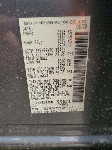 2020 NISSAN MURANO PLA 5N1AZ2DJ3LN153676