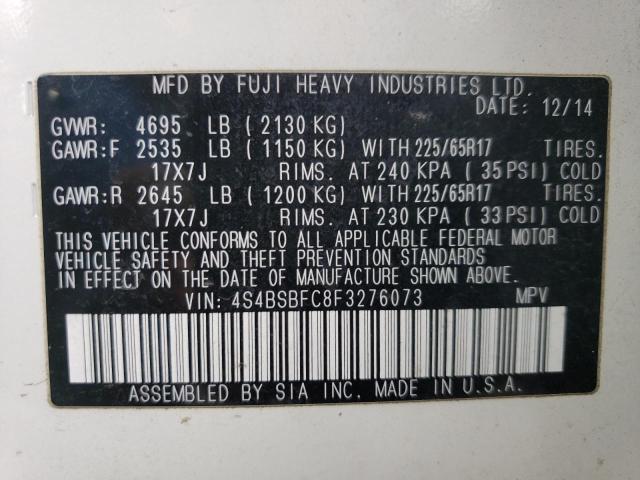 2015 SUBARU OUTBACK - 4S4BSBFC8F3276073