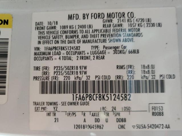 2019 FORD MUSTANG GT 1FA6P8CF8K5124582