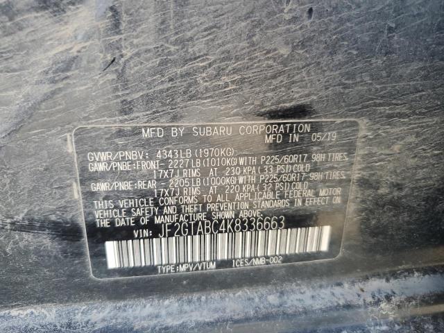 2019 SUBARU CROSSTREK - JF2GTABC4K8336663