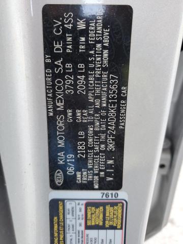 2019 KIA FORTE FE 3KPF24AD8KE135637