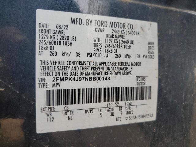 2022 FORD EDGE SEL - 2FMPK4J97NBB00143