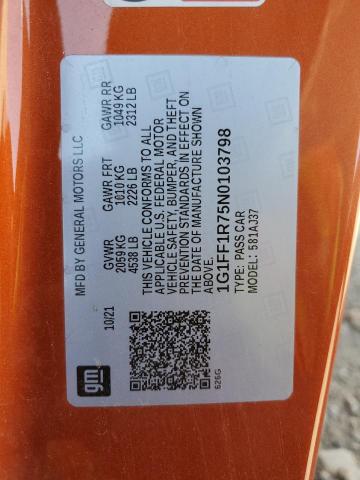 2022 CHEVROLET CAMARO LT1 - 1G1FF1R75N0103798