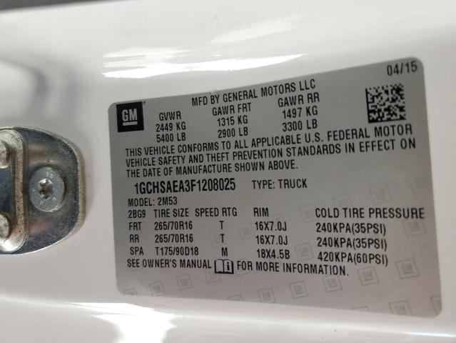 2015 CHEVROLET COLORADO - 1GCHSAEA3F1208025