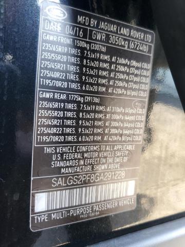 2016 LAND ROVER RANGE ROVE - SALGS2PF8GA291228