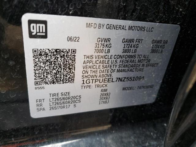 2022 GMC SIERRA K15 1GTPUEEL7NZ551094