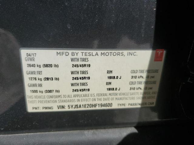 2017 TESLA MODEL S - 5YJSA1E20HF194600