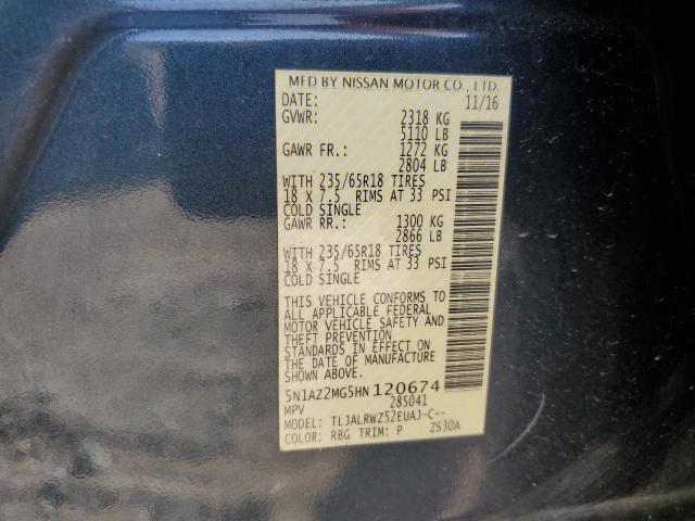2017 NISSAN MURANO S - 5N1AZ2MG5HN120674