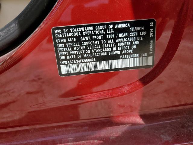 2015 VOLKSWAGEN PASSAT S - 1VWAS7A34FC056026