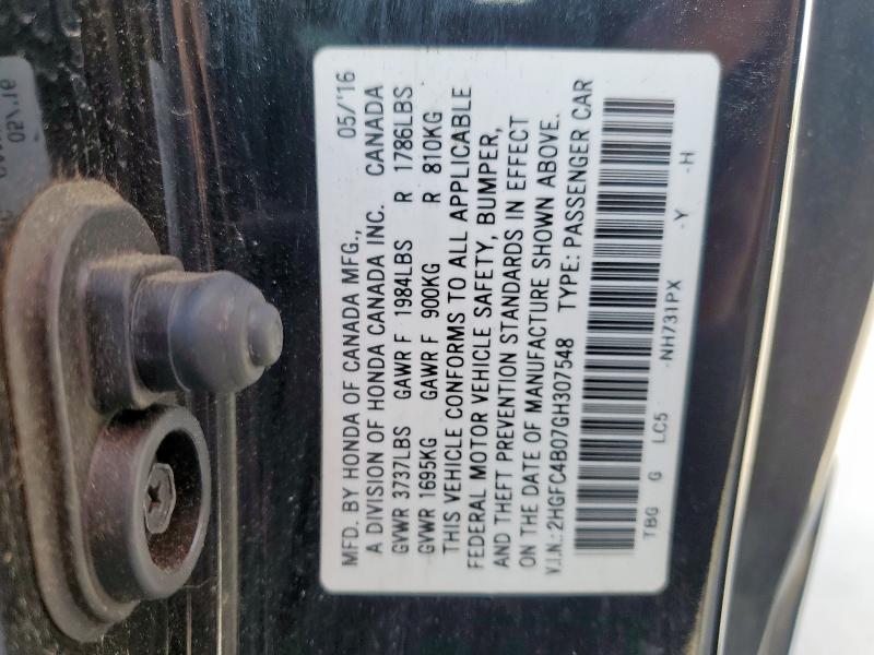 2016 HONDA CIVIC LX - 2HGFC4B07GH307548