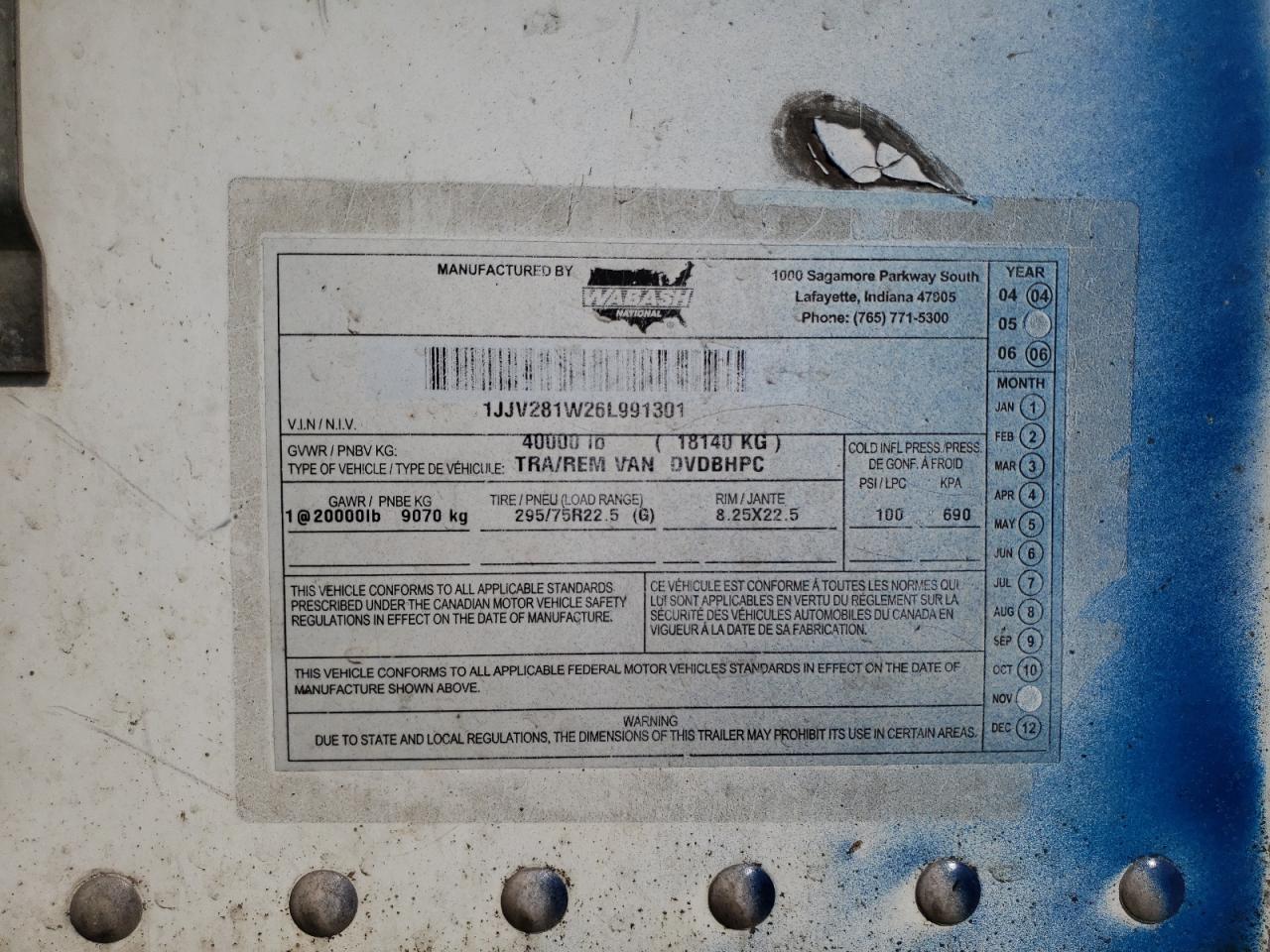 Lot #3199971426 2006 WABASH UNKNOWN