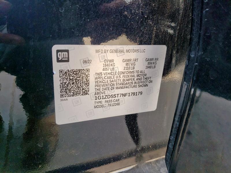 2022 CHEVROLET MALIBU LT - 1G1ZD5ST7NF179179