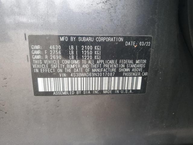 2022 SUBARU LEGACY PRE - 4S3BWAD69N3017087