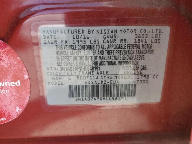 2017 NISSAN SENTRA S - 3N1AB7APXHL648191