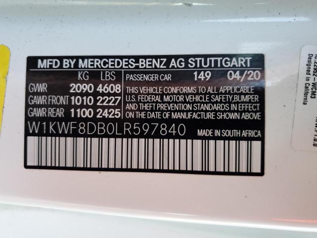 2020 MERCEDES-BENZ C 300 W1KWF8DB0LR597840