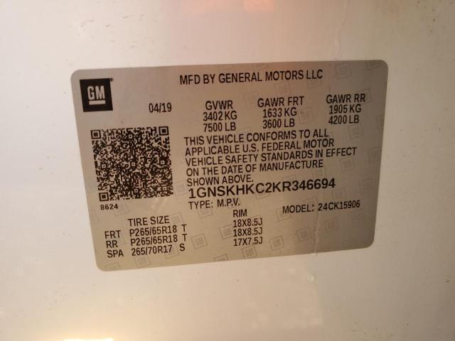2019 CHEVROLET SUBURBAN K - 1GNSKHKC2KR346694