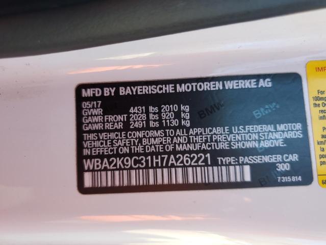 2017 BMW 230I - WBA2K9C31H7A26221