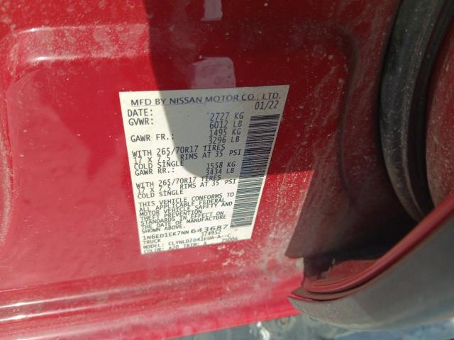 2022 NISSAN FRONTIER S 1N6ED1EK7NN643687