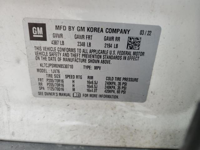 2022 CHEVROLET TRAX 1LT KL7CJPSM0NB530710
