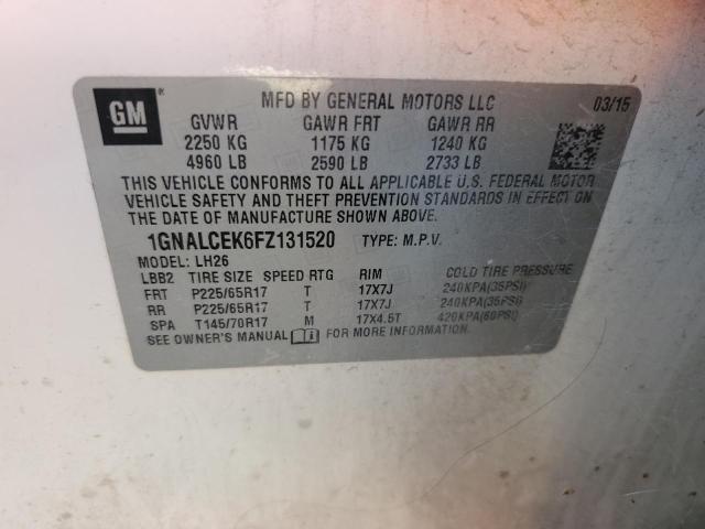 2015 CHEVROLET EQUINOX LT - 1GNALCEK6FZ131520